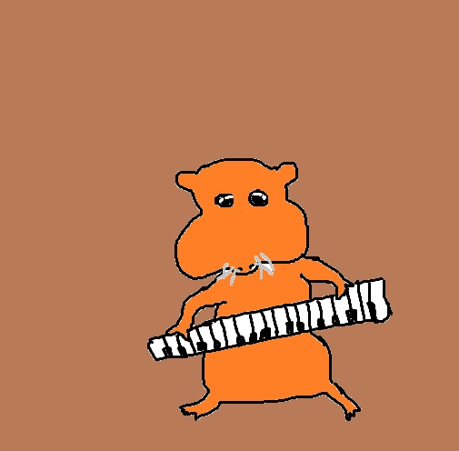 Hamster Lescano tocando el piano